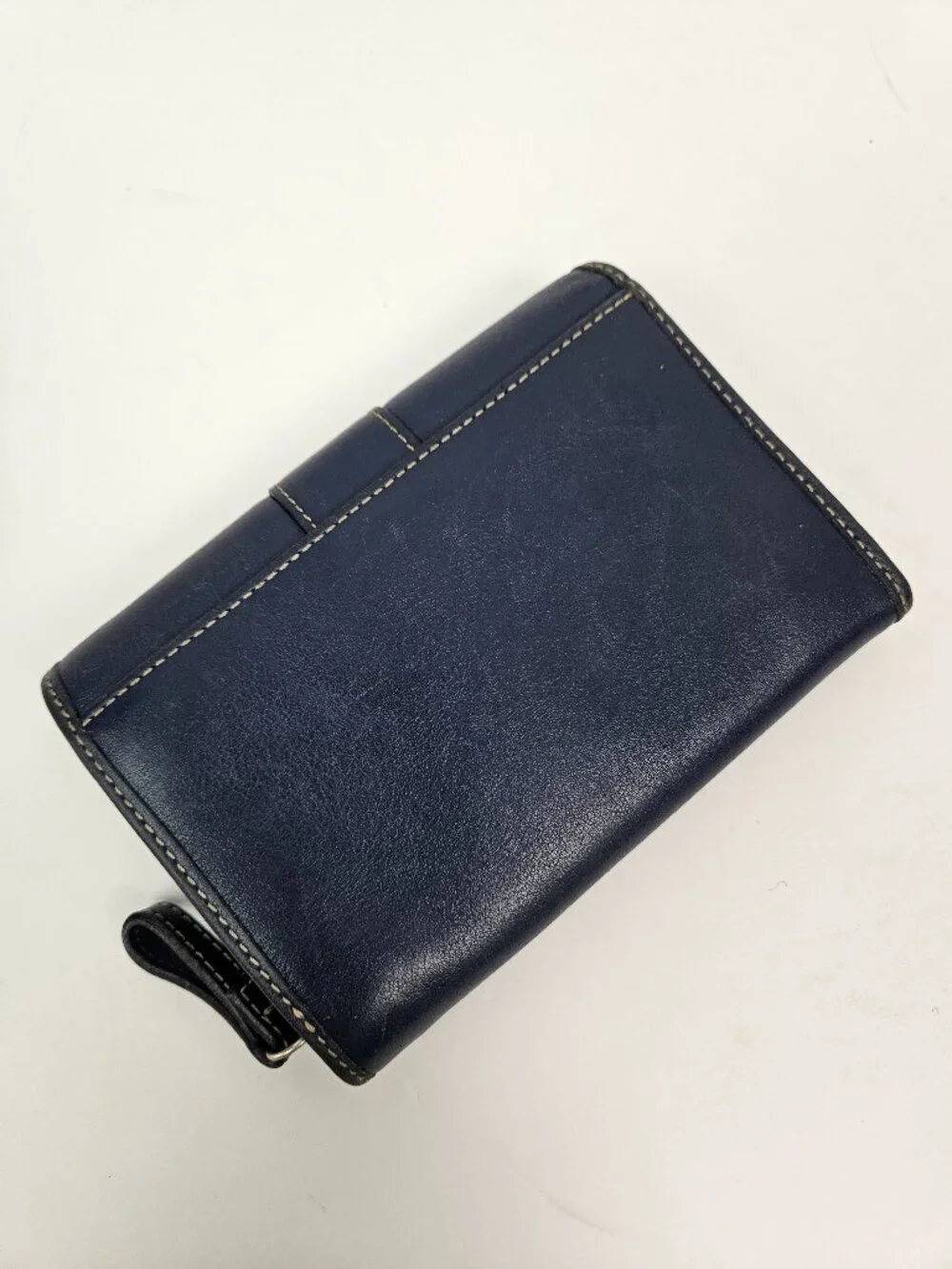 Coach Hamilton Compact Clutch Navy Blue Leather Bifold Snap Wallet